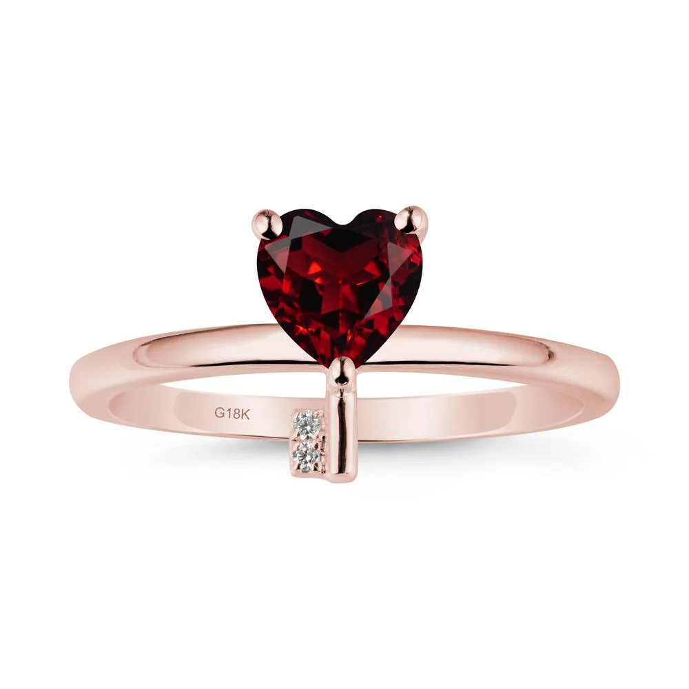 Heart Shaped Key Inspired Garnet Ring - Image 4