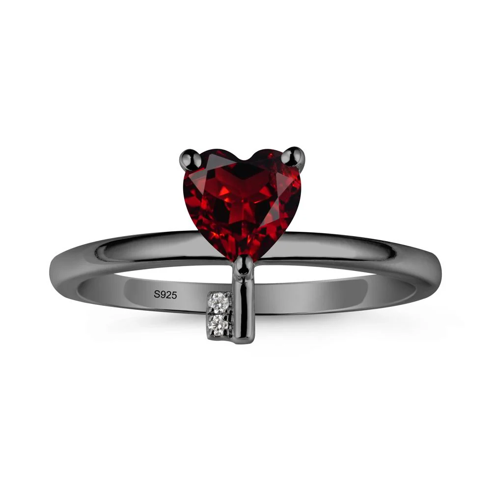 Heart Shaped Key Inspired Garnet Ring - Image 7