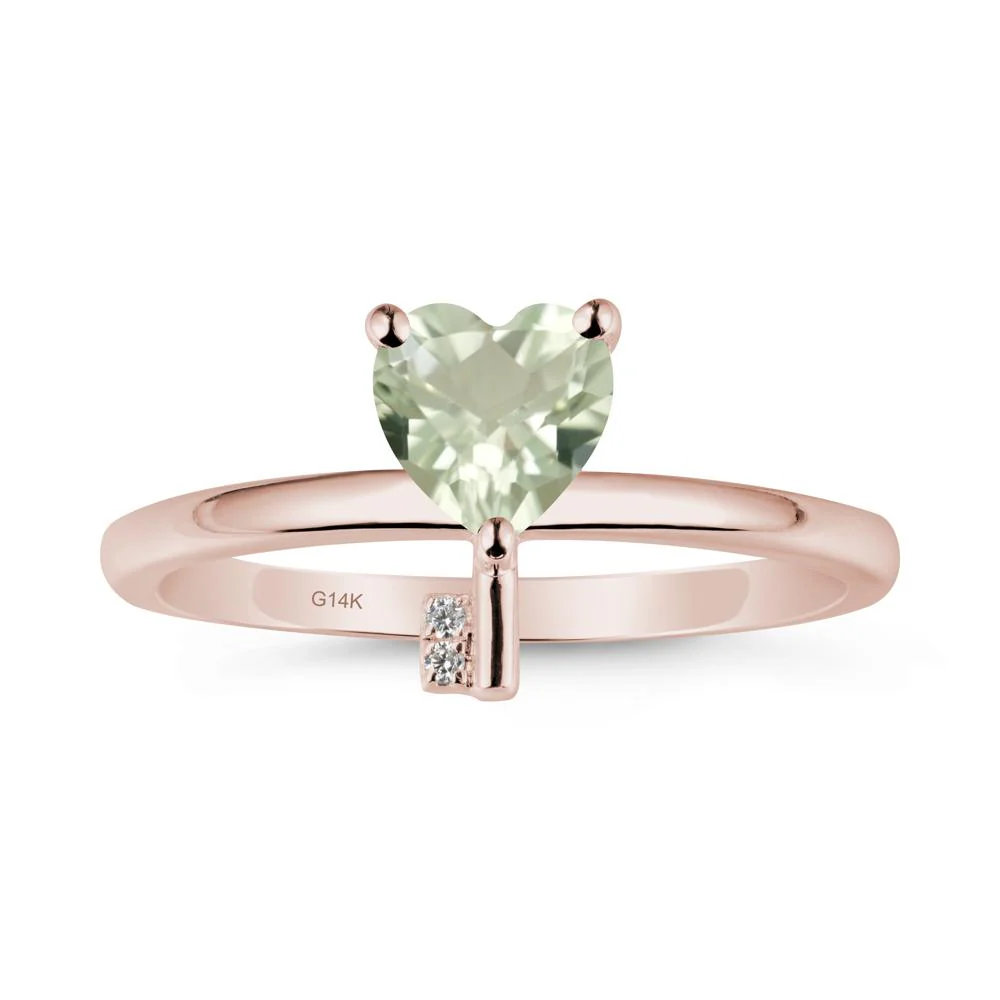Heart Shaped Key Inspired Green Amethyst Ring - Image 2