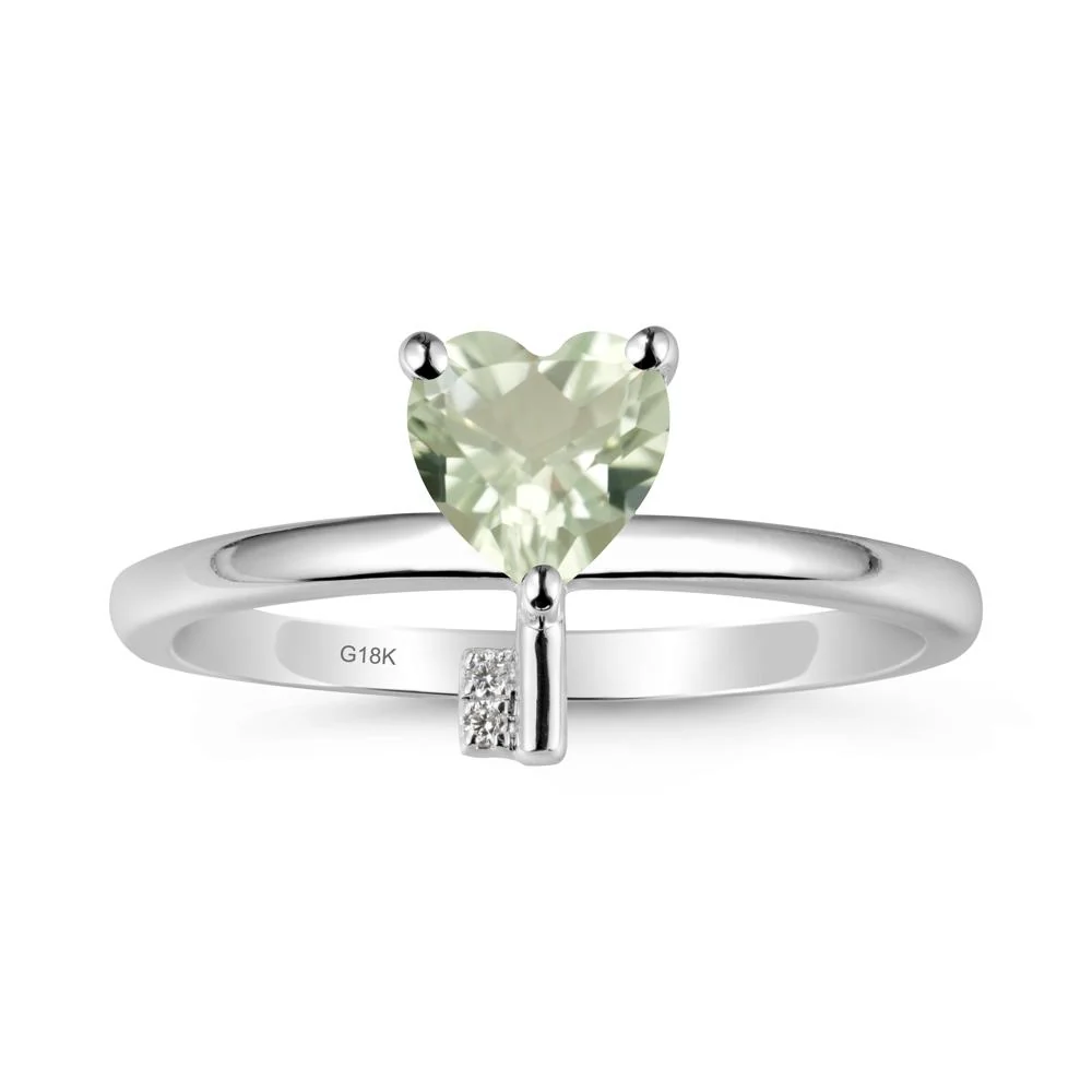 Heart Shaped Key Inspired Green Amethyst Ring - Image 6