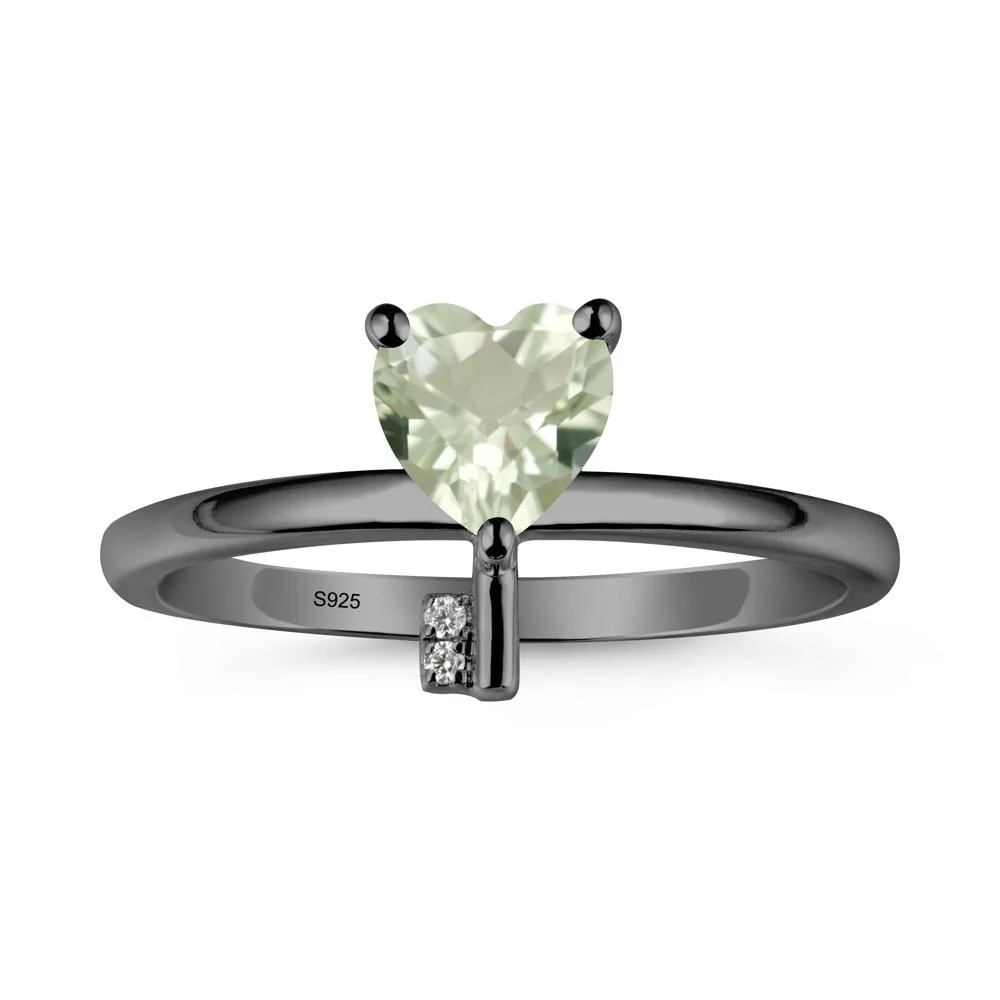 Heart Shaped Key Inspired Green Amethyst Ring - Image 8