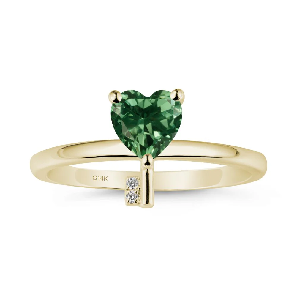 Heart Shaped Key Inspired Green Sapphire Ring - Image 4