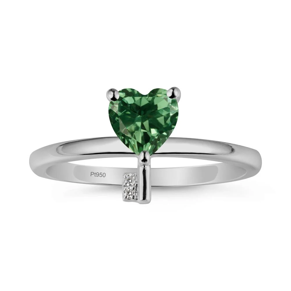 Heart Shaped Key Inspired Green Sapphire Ring - Image 8