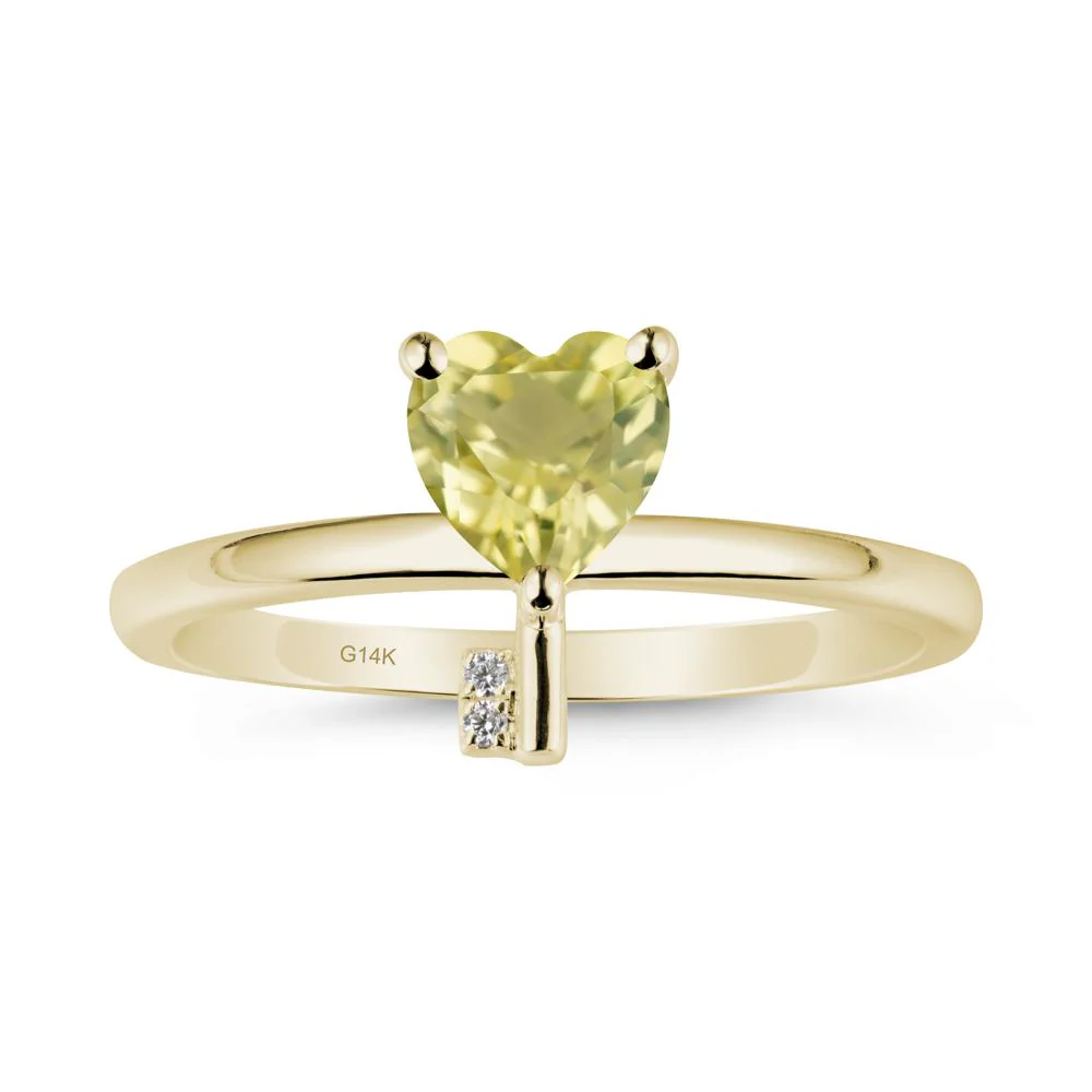 Heart Shaped Key Inspired Lemon Quartz Ring