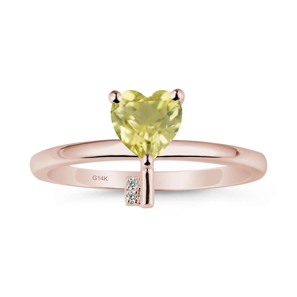 Heart Shaped Key Inspired Lemon Quartz Ring - Image 2