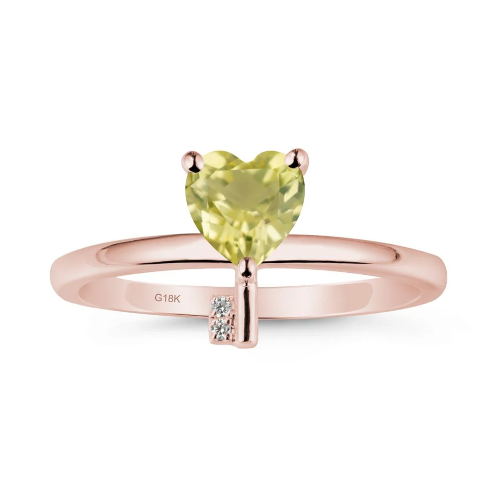 Heart Shaped Key Inspired Lemon Quartz Ring - Image 4
