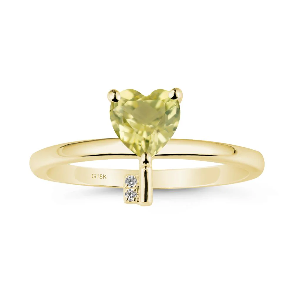 Heart Shaped Key Inspired Lemon Quartz Ring - Image 6