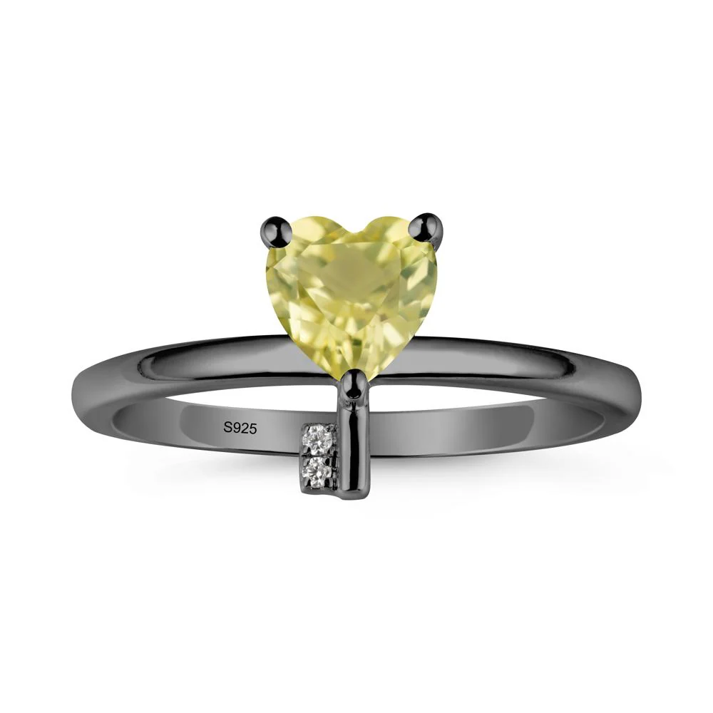Heart Shaped Key Inspired Lemon Quartz Ring - Image 7