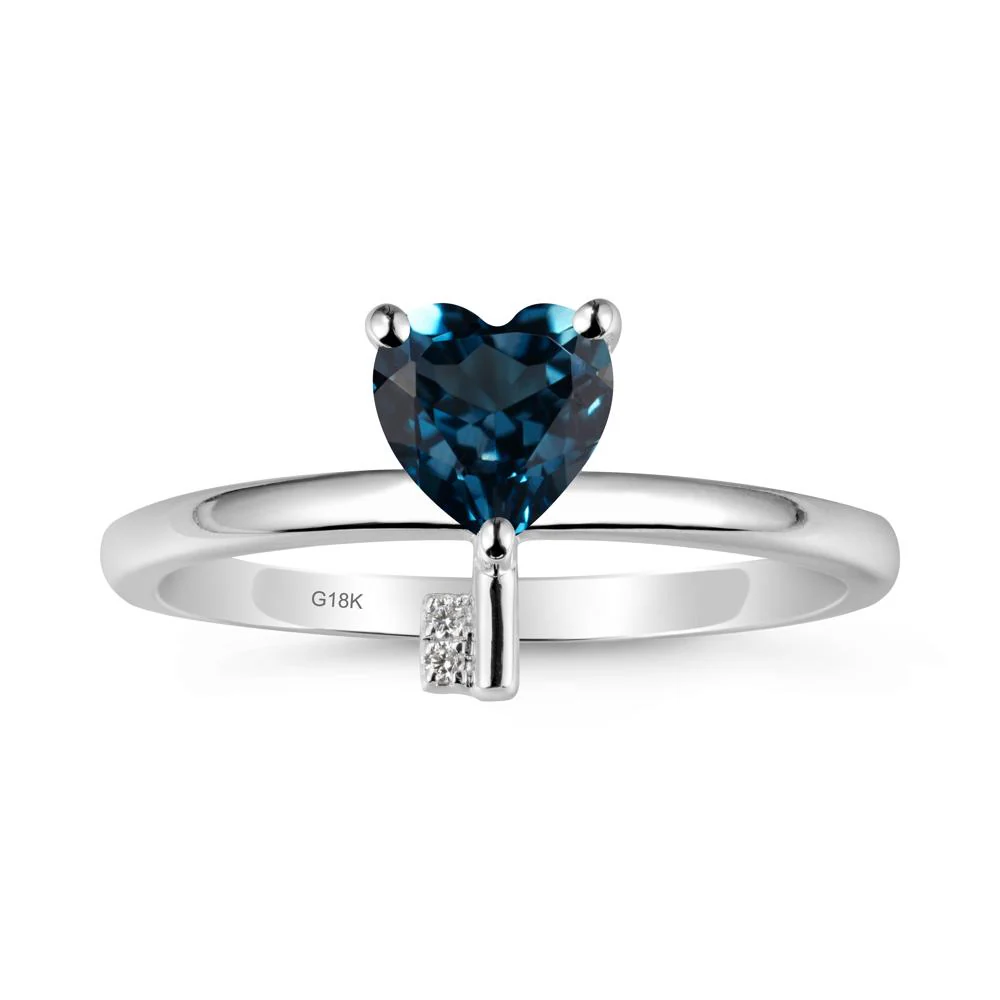 Heart Shaped Key Inspired London Blue Topaz Ring - Image 6