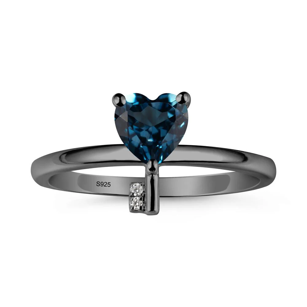 Heart Shaped Key Inspired London Blue Topaz Ring - Image 8