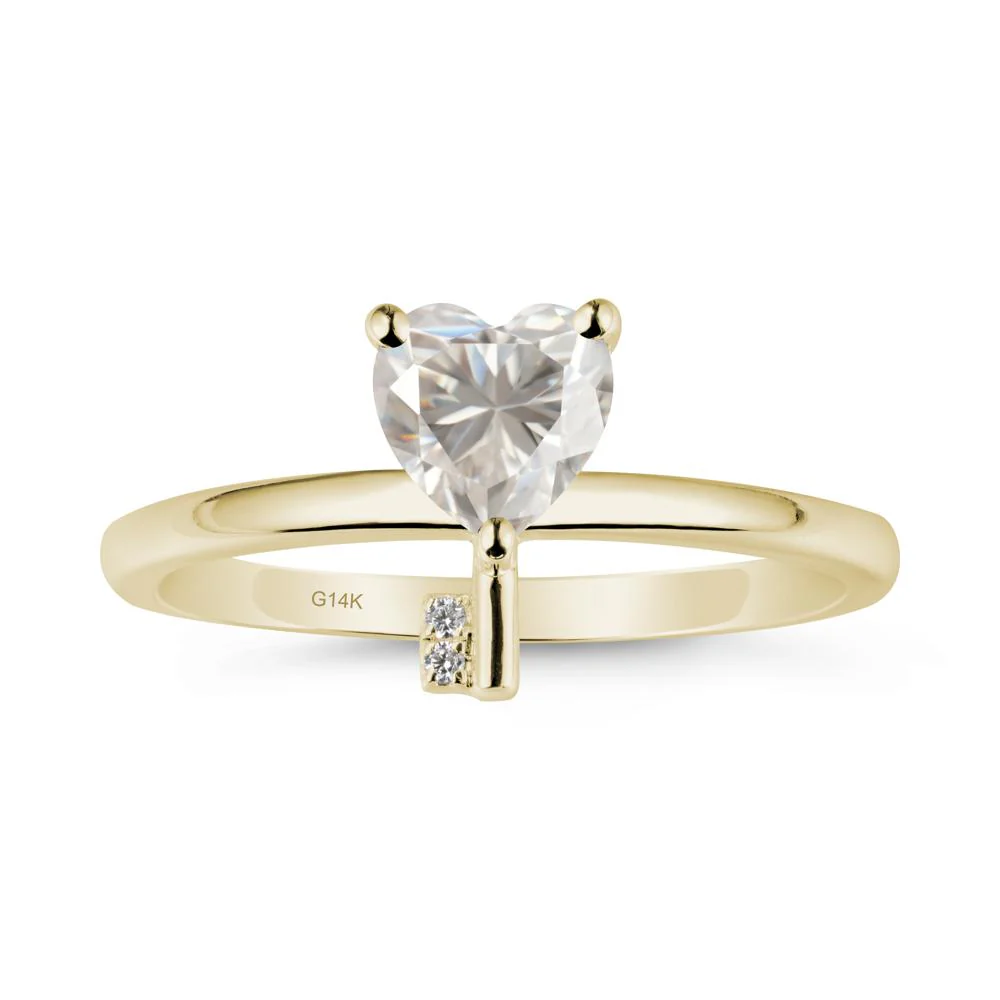 Heart Shaped Key Inspired Moissanite Ring