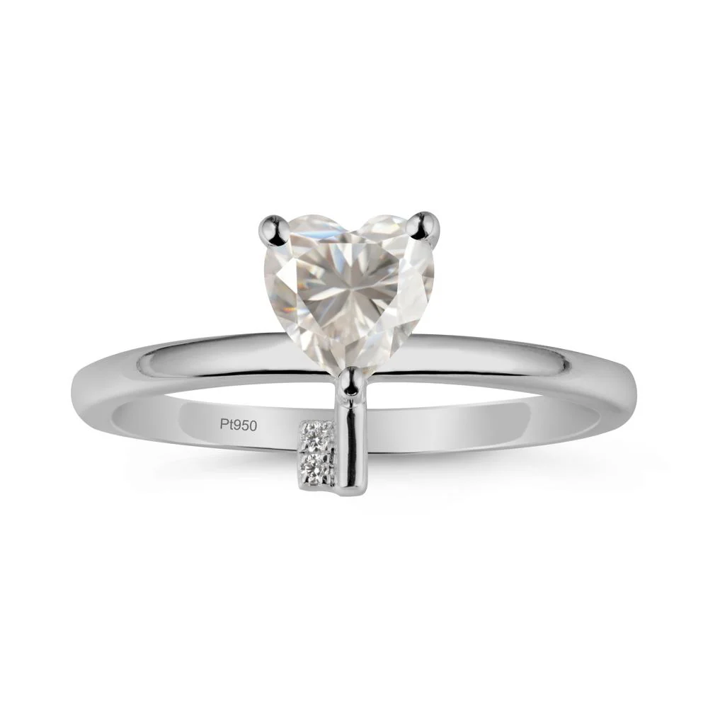 Heart Shaped Key Inspired Moissanite Ring - Image 8