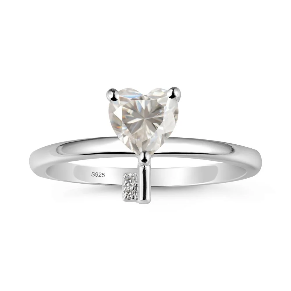 Heart Shaped Key Inspired Moissanite Ring - Image 9