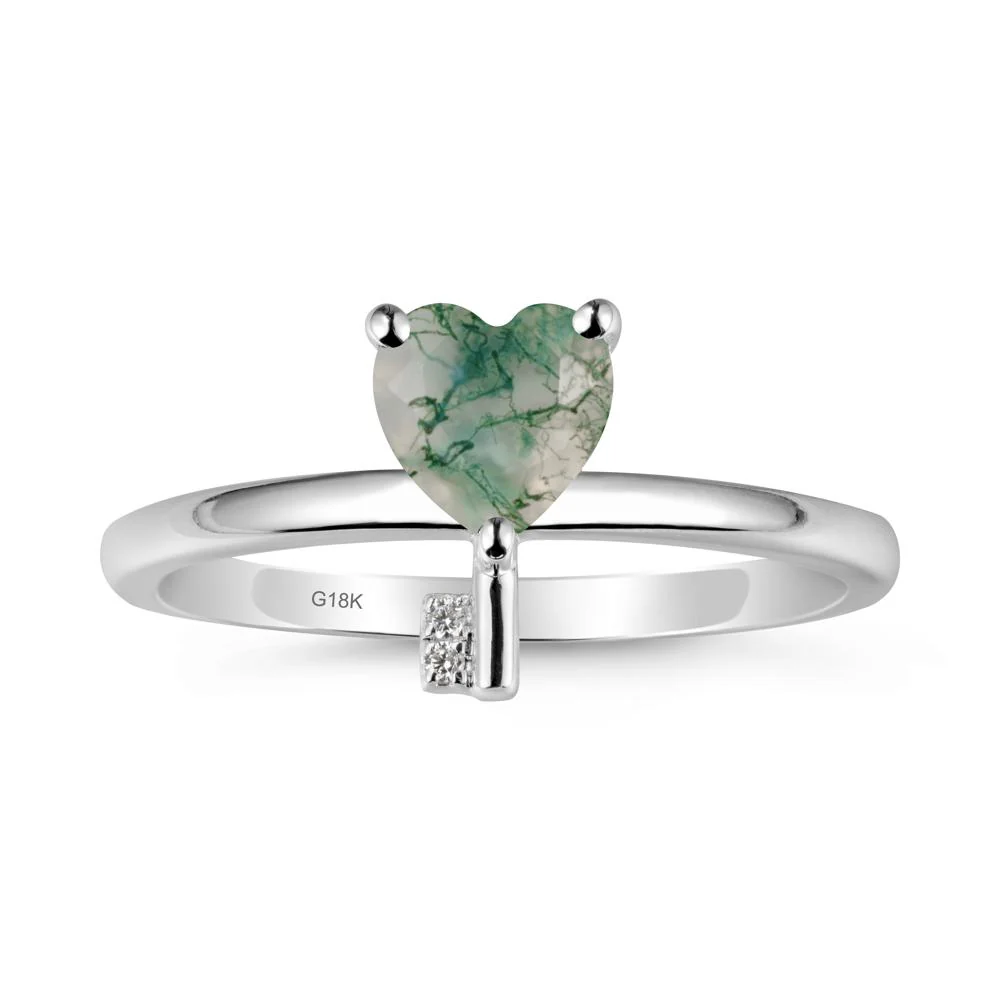 Heart Shaped Key Inspired Moss Agate Ring - Image 5