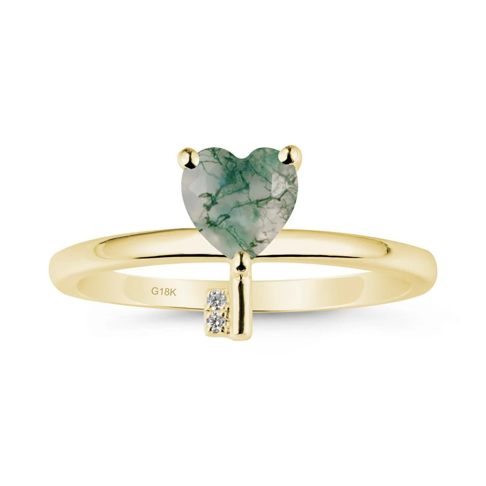 Heart Shaped Key Inspired Moss Agate Ring - Image 6