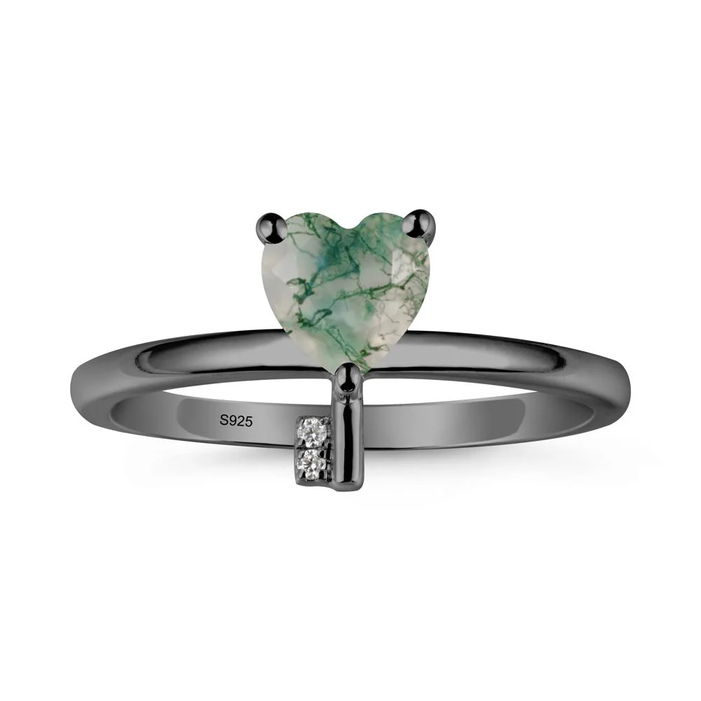 Heart Shaped Key Inspired Moss Agate Ring - Image 7