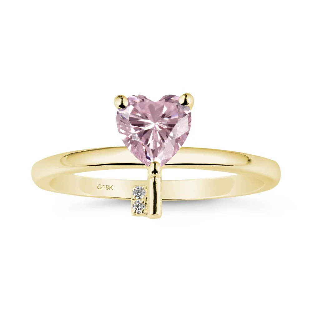 Heart Shaped Key Inspired Pink Cubic Zirconia Ring - Image 7