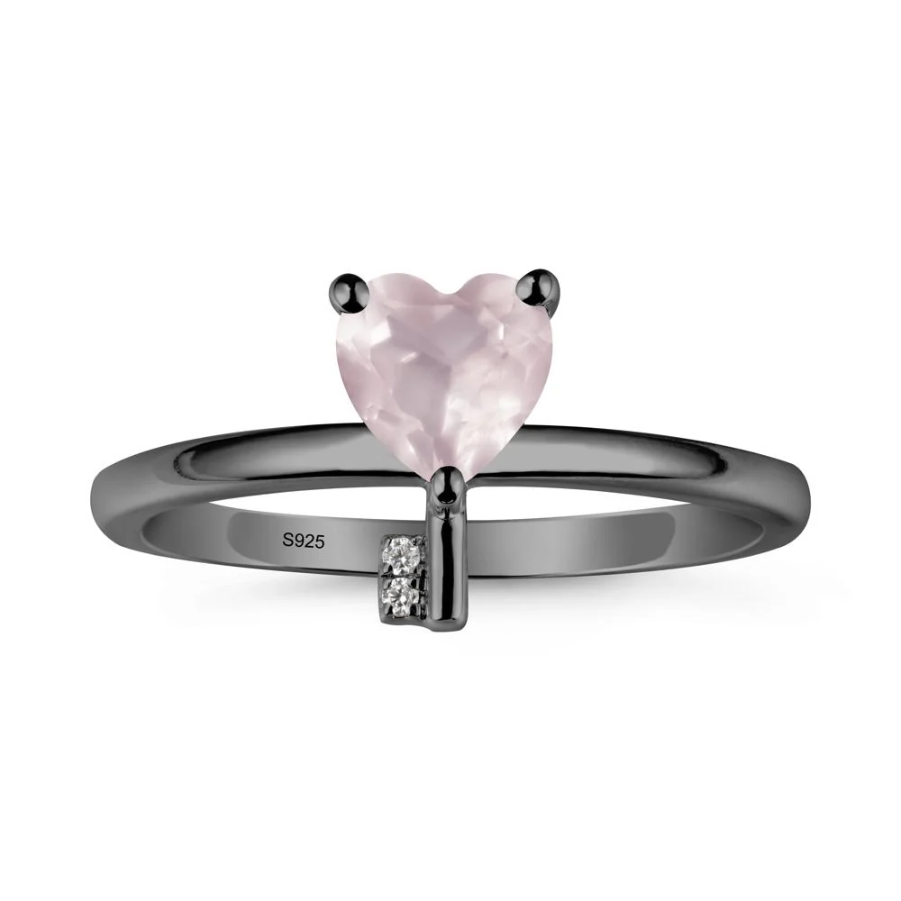 Heart Shaped Key Inspired Rose Quartz Ring