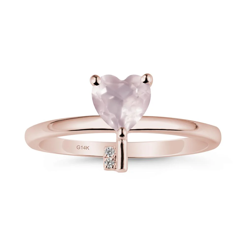 Heart Shaped Key Inspired Rose Quartz Ring - Image 2