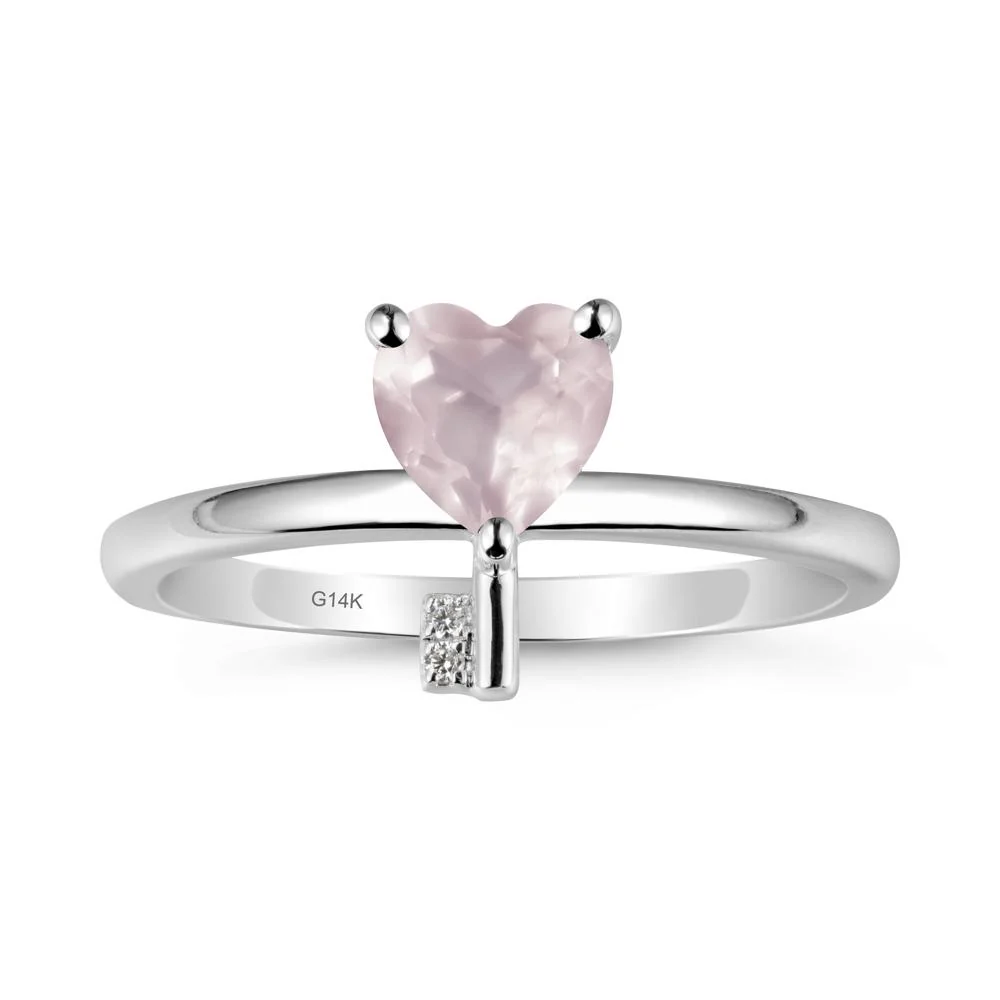 Heart Shaped Key Inspired Rose Quartz Ring - Image 3
