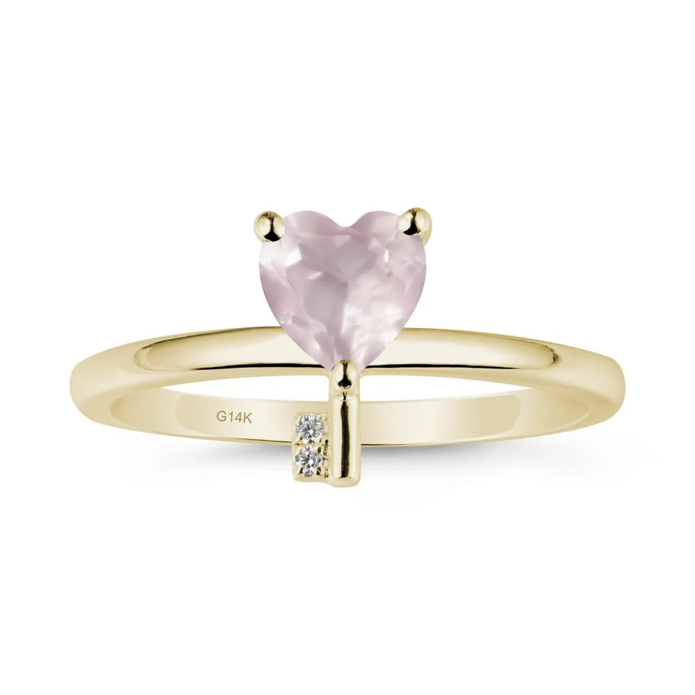 Heart Shaped Key Inspired Rose Quartz Ring - Image 4