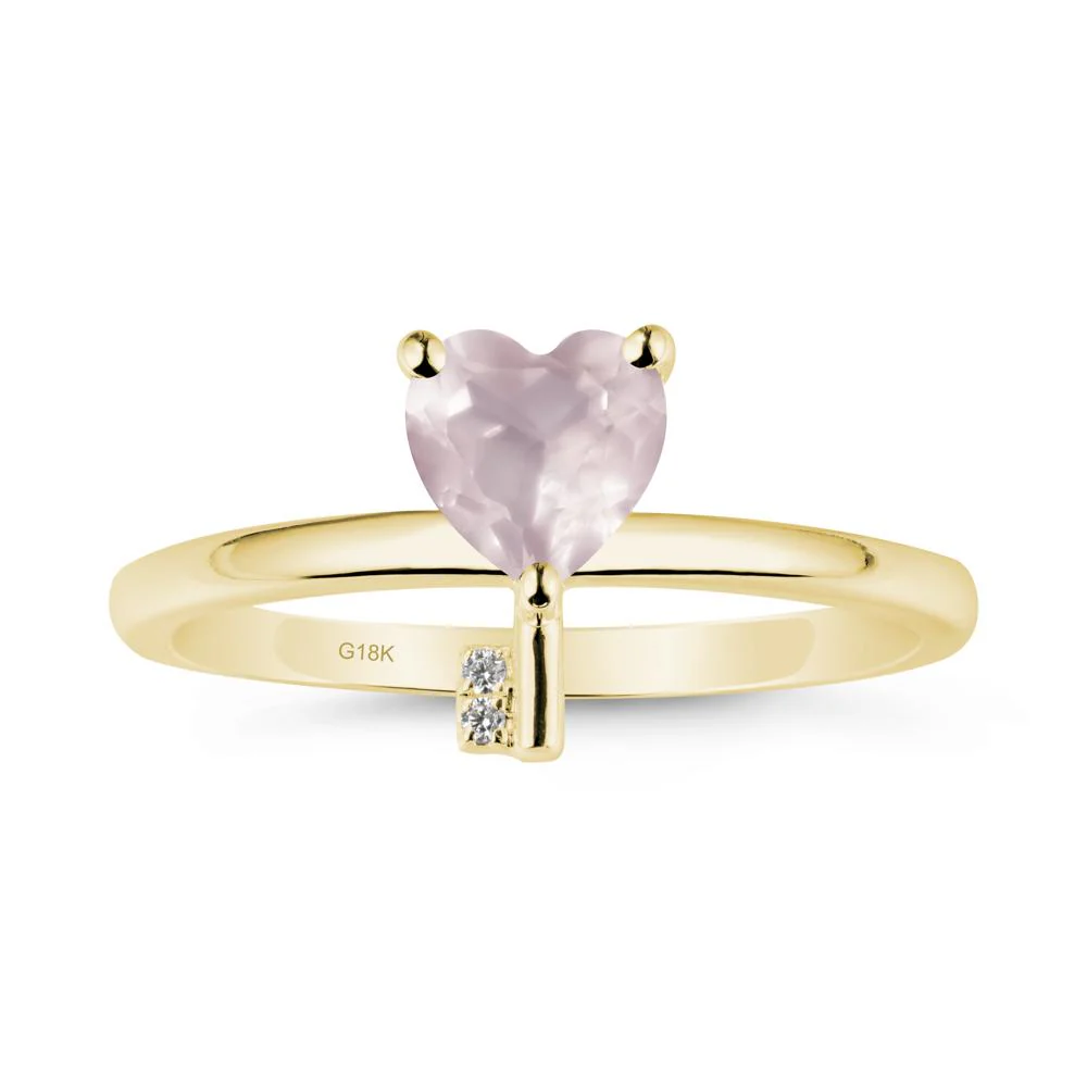 Heart Shaped Key Inspired Rose Quartz Ring - Image 7