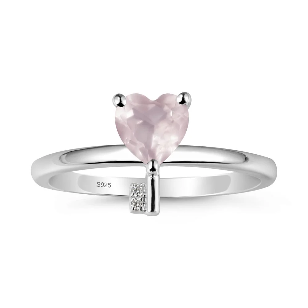 Heart Shaped Key Inspired Rose Quartz Ring - Image 9