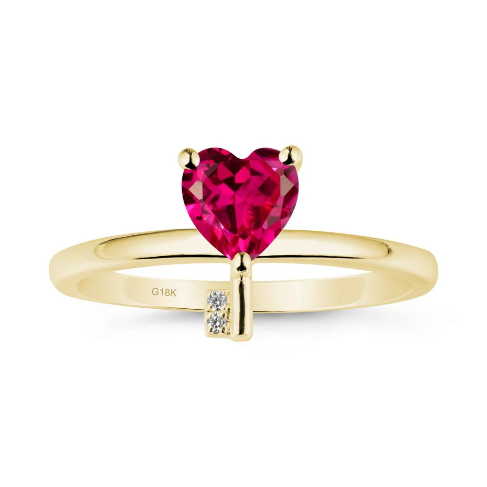 Heart Shaped Key Inspired Ruby Ring - Image 6
