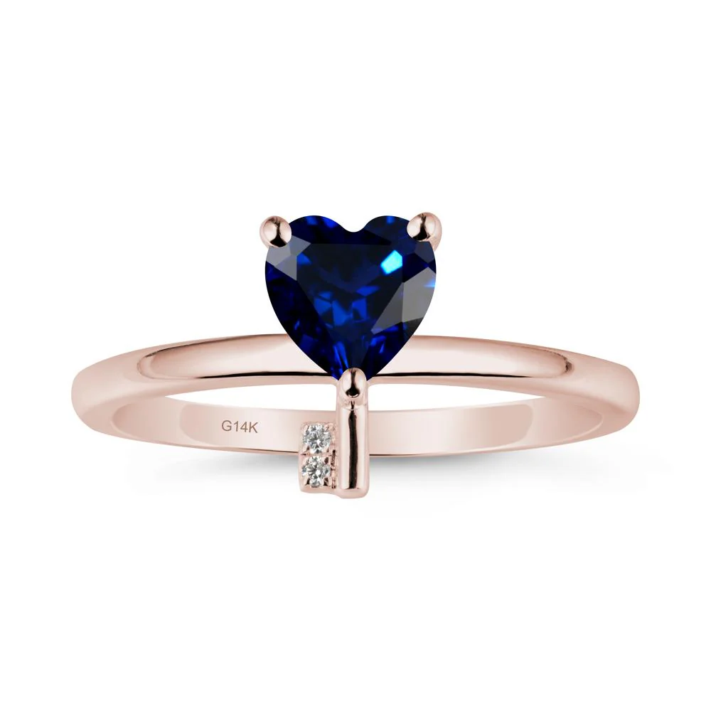 Heart Shaped Key Inspired Sapphire Ring - Image 2