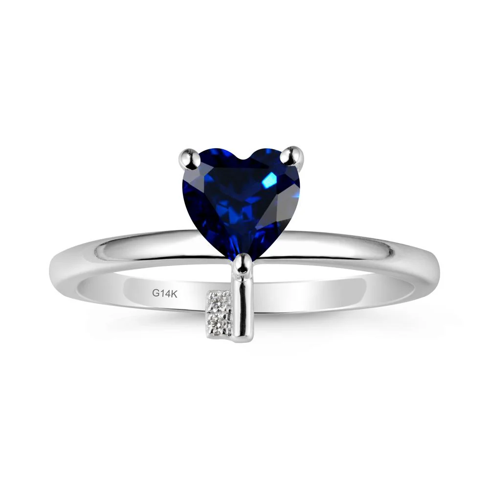 Heart Shaped Key Inspired Sapphire Ring - Image 3