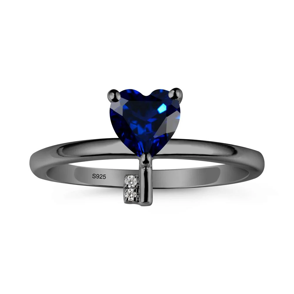 Heart Shaped Key Inspired Sapphire Ring - Image 8