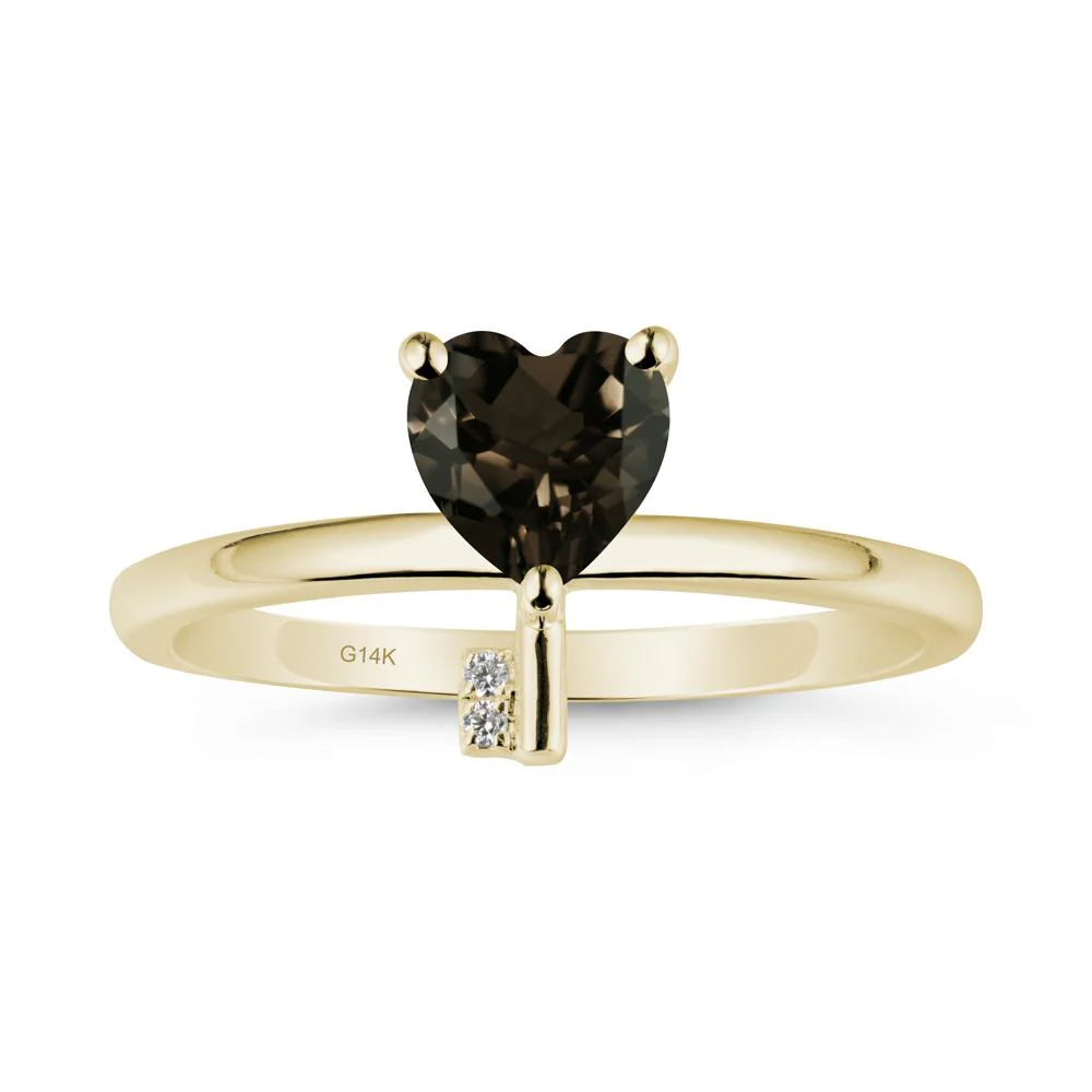 Heart Shaped Key Inspired Smoky Quartz Ring - Image 3