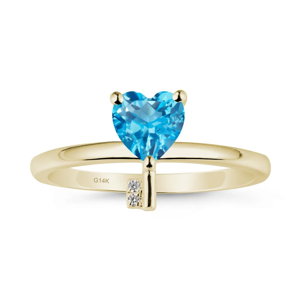 Heart Shaped Key Inspired Swiss Blue Topaz Ring - Image 4