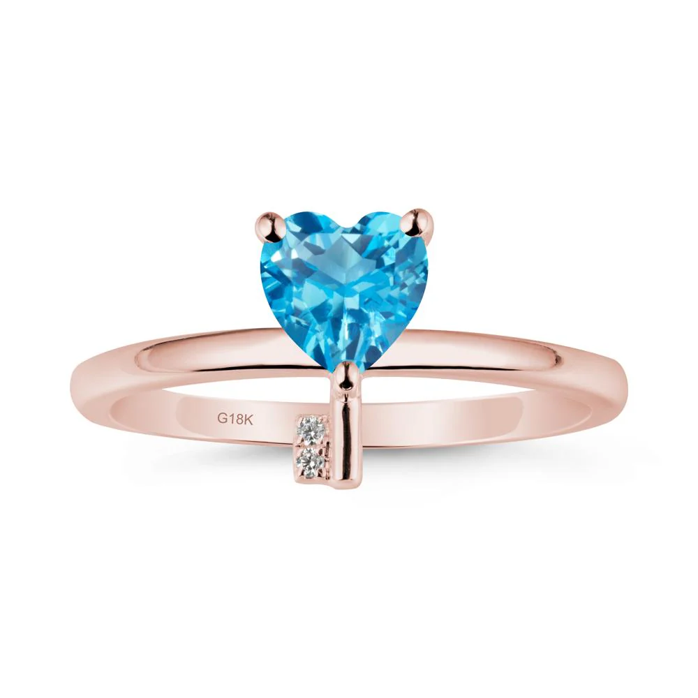 Heart Shaped Key Inspired Swiss Blue Topaz Ring - Image 5