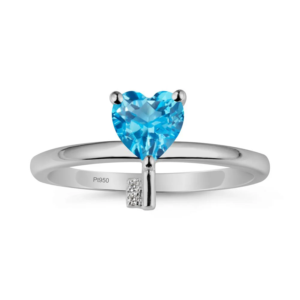 Heart Shaped Key Inspired Swiss Blue Topaz Ring - Image 9