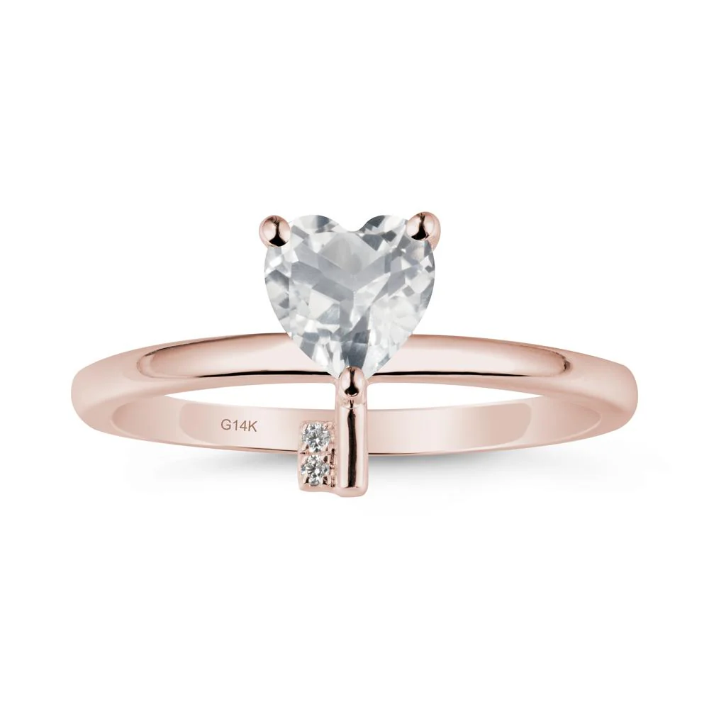 Heart Shaped Key Inspired White Topaz Ring - Image 2