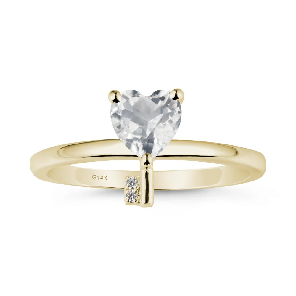 Heart Shaped Key Inspired White Topaz Ring - Image 3