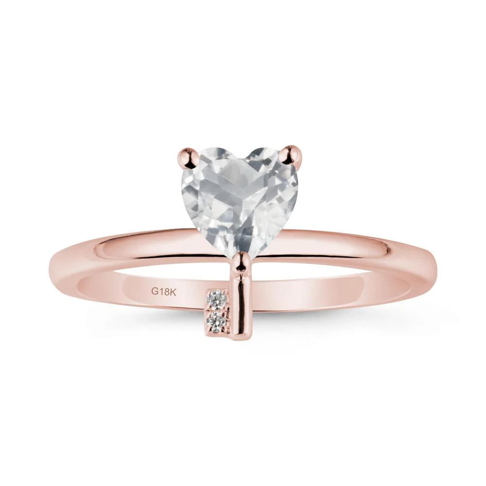 Heart Shaped Key Inspired White Topaz Ring - Image 4