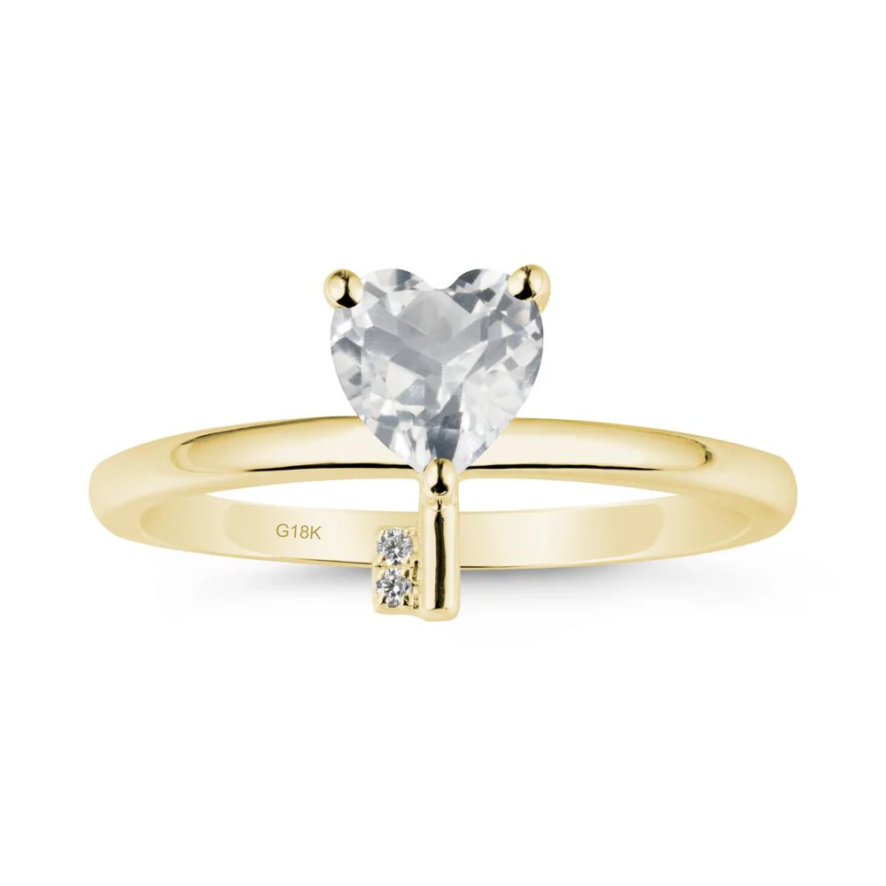 Heart Shaped Key Inspired White Topaz Ring - Image 6