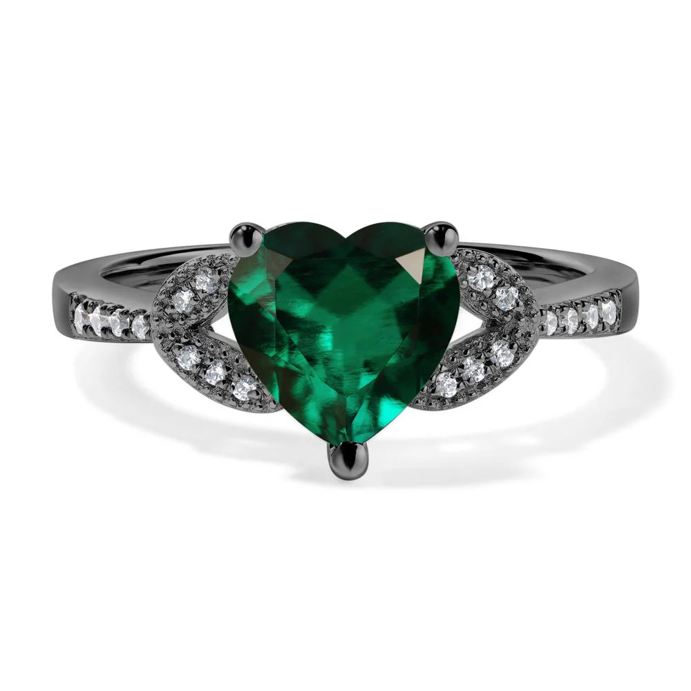 Heart Shaped Emerald Engagement Ring - Image 3