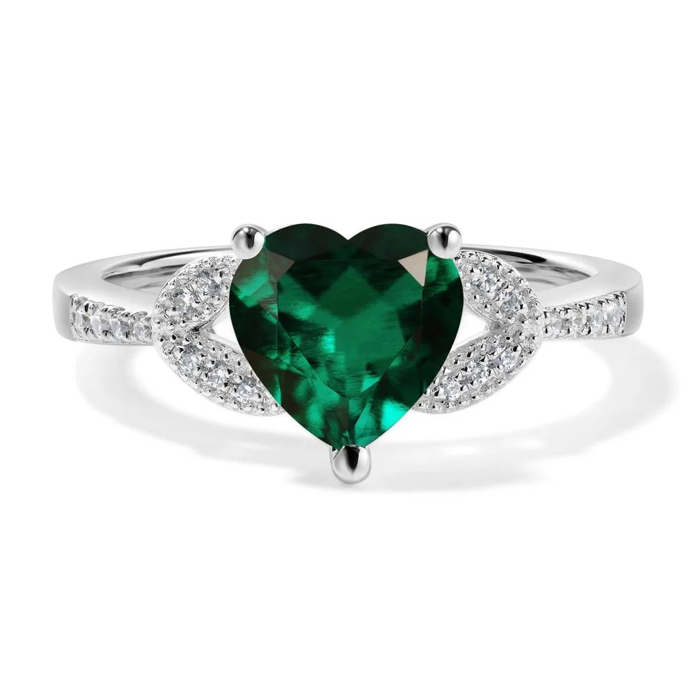 Heart Shaped Emerald Engagement Ring - Image 7