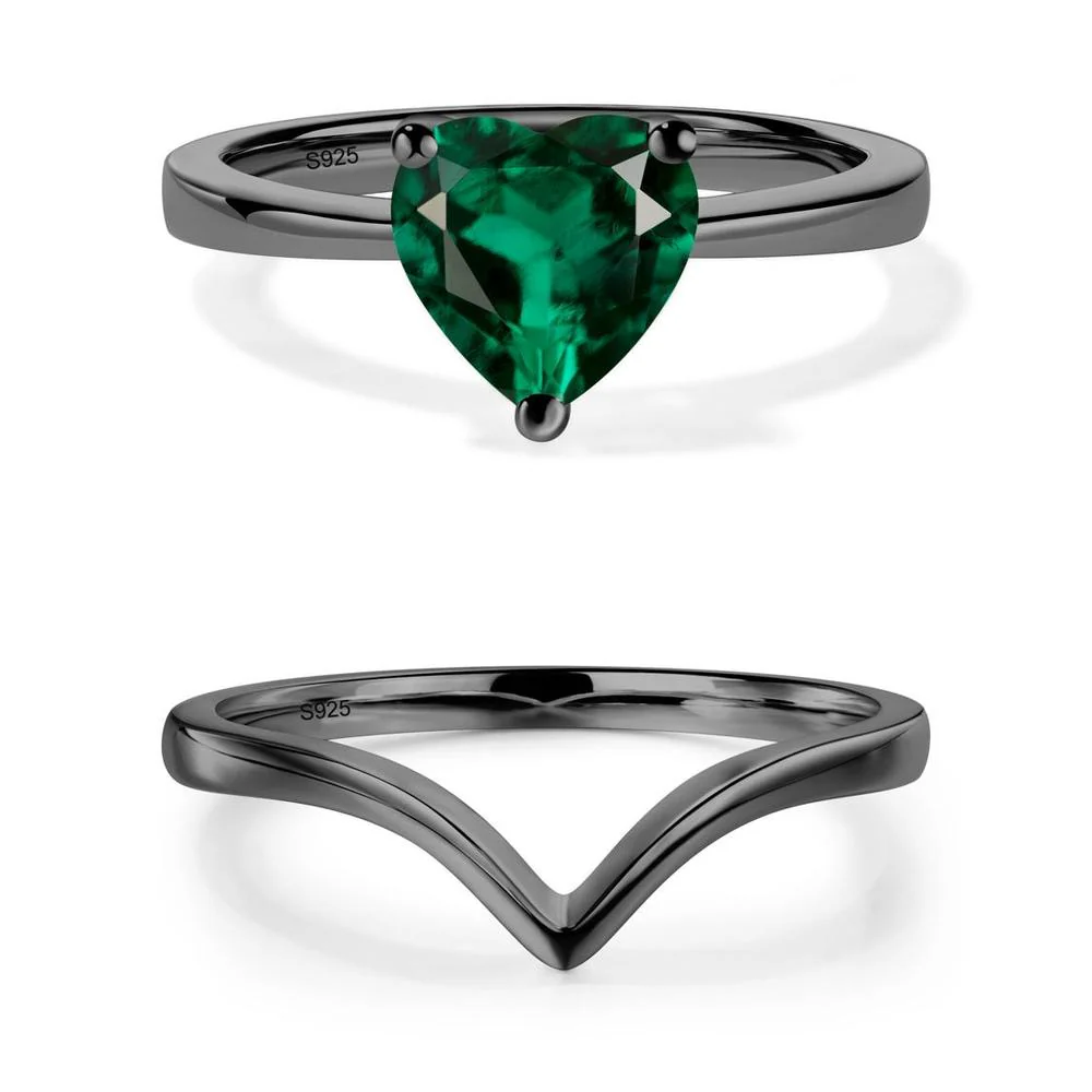 Emerald Heart Shaped Solitaire Ring - Image 11