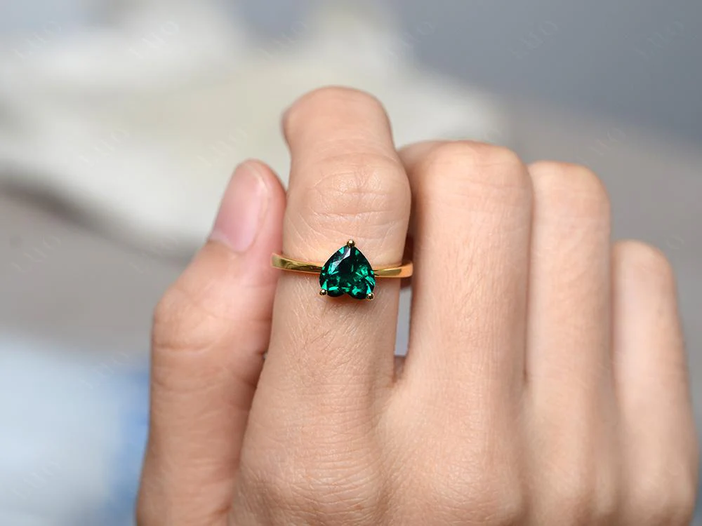 Emerald Heart Shaped Solitaire Ring - Image 32