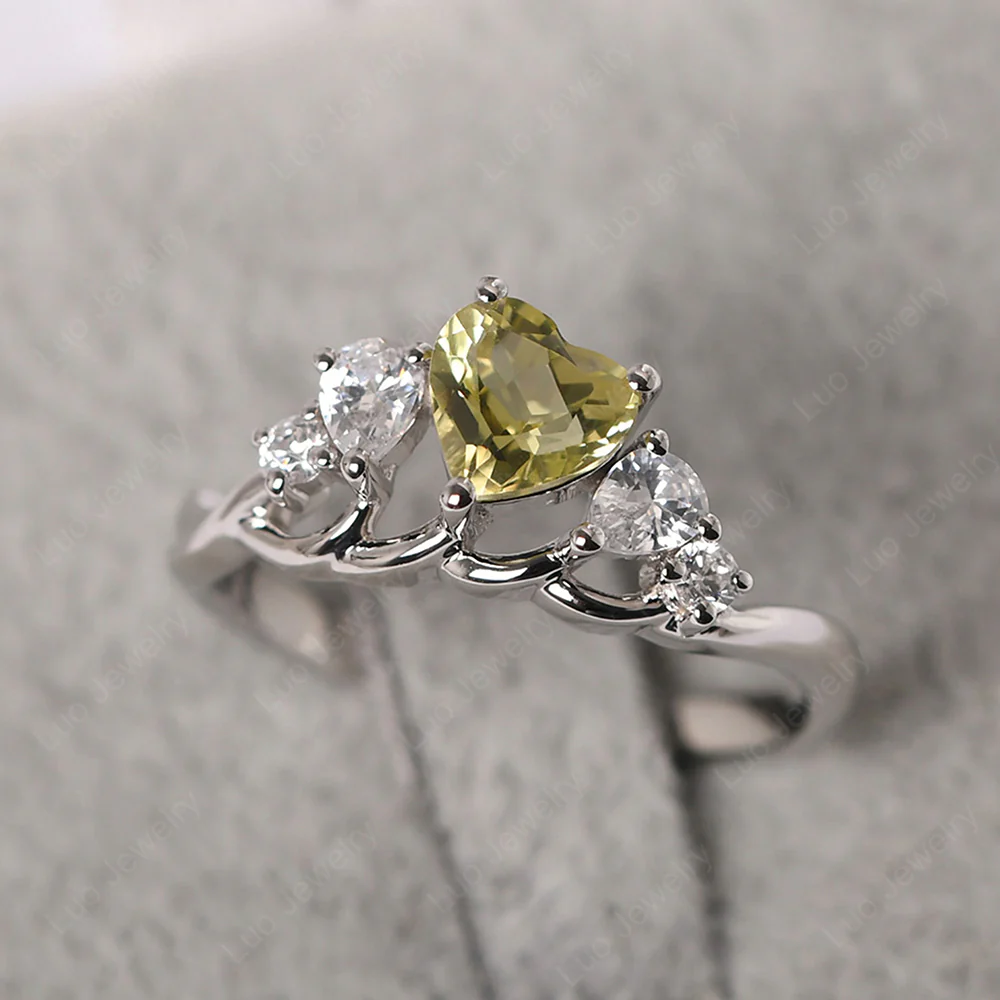 Heart Shaped Lemon Quartz Cluster Ring - Image 2