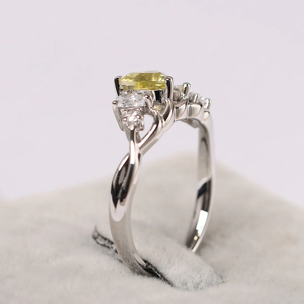 Heart Shaped Lemon Quartz Cluster Ring - Image 3