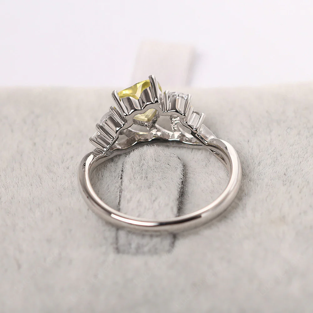 Heart Shaped Lemon Quartz Cluster Ring - Image 4