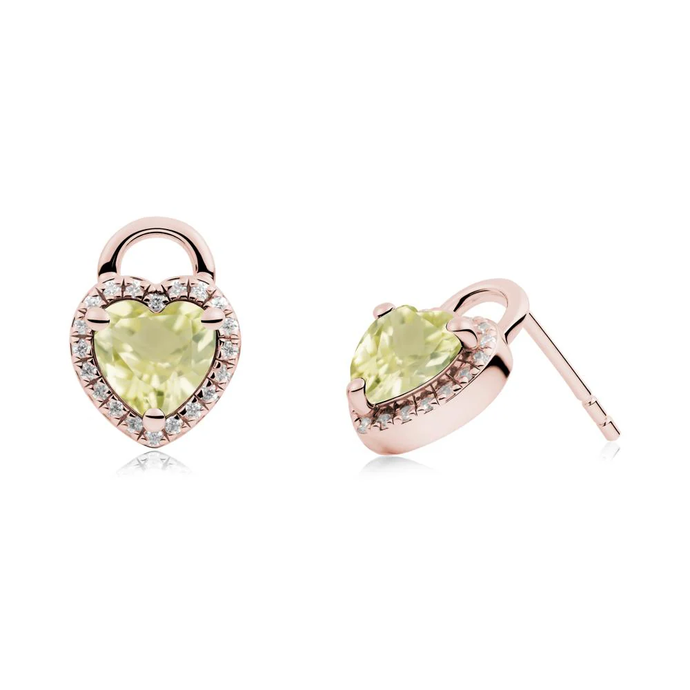 Heart Shaped Lemon Quartz Halo Earrings - Image 9
