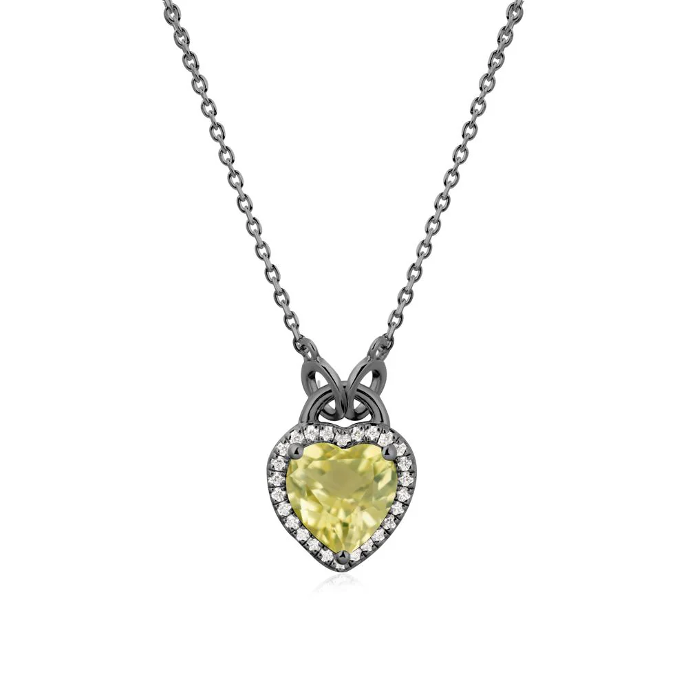 Heart Shaped Lemon Quartz Halo Necklace - Image 7