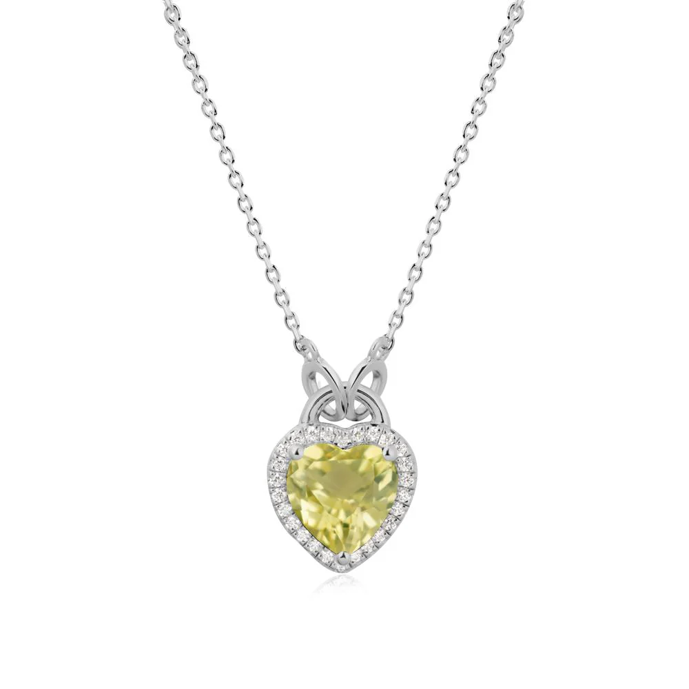 Heart Shaped Lemon Quartz Halo Necklace - Image 8