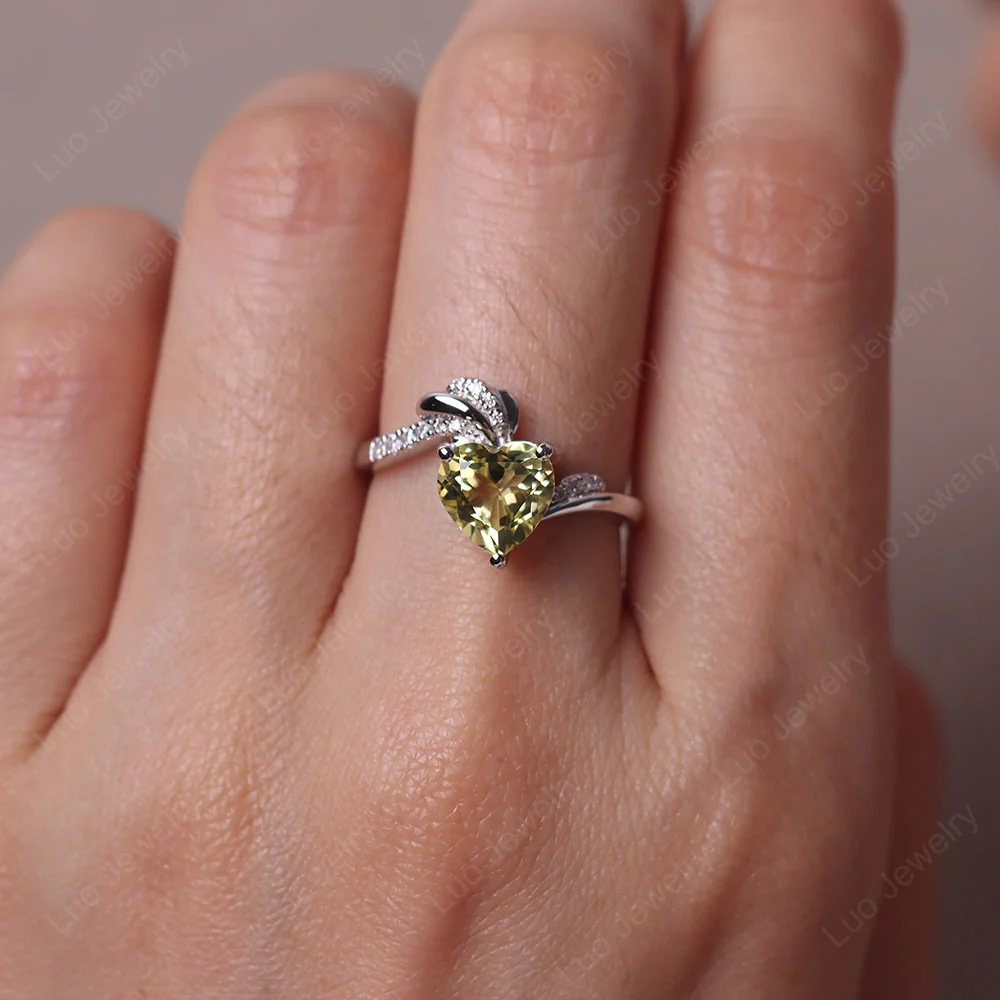 Heart Shaped Lemon Quartz Strawberry Ring - Image 5